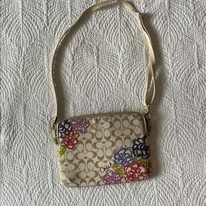 Coach Signature Crossbody Bag - Cream with Multicolor Floral Accents. Never used